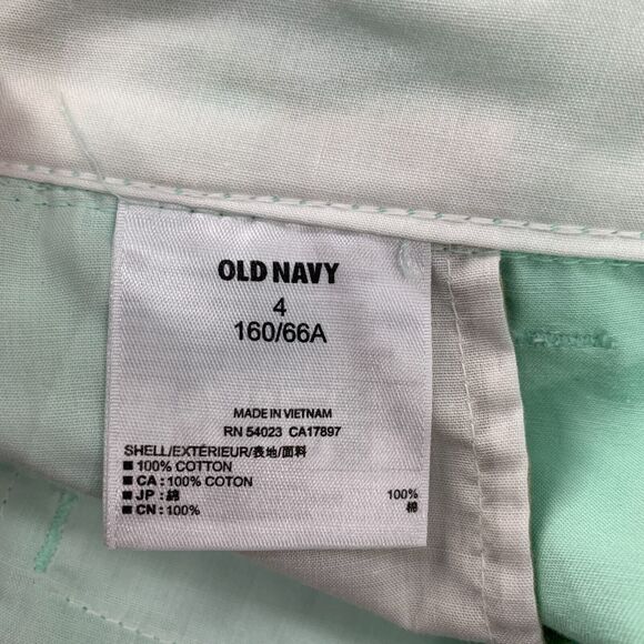 Old Navy Short Womens 4 Mint Embroidered Anchor Cotton Flat Front Low Rise Chino - Picture 8 of 11
